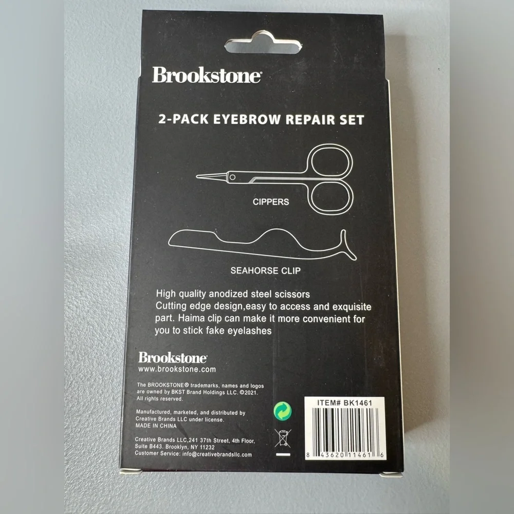 Brookstone Eyebrow Repair Set - Black 2 piece matte black stainless steel